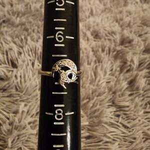 Silver Moon And Swallow Ring